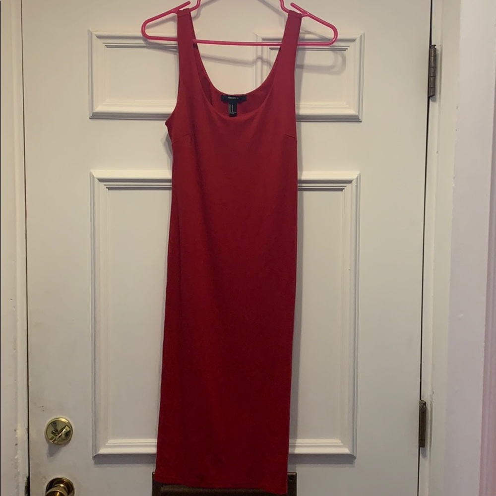 Red tight mid length dress